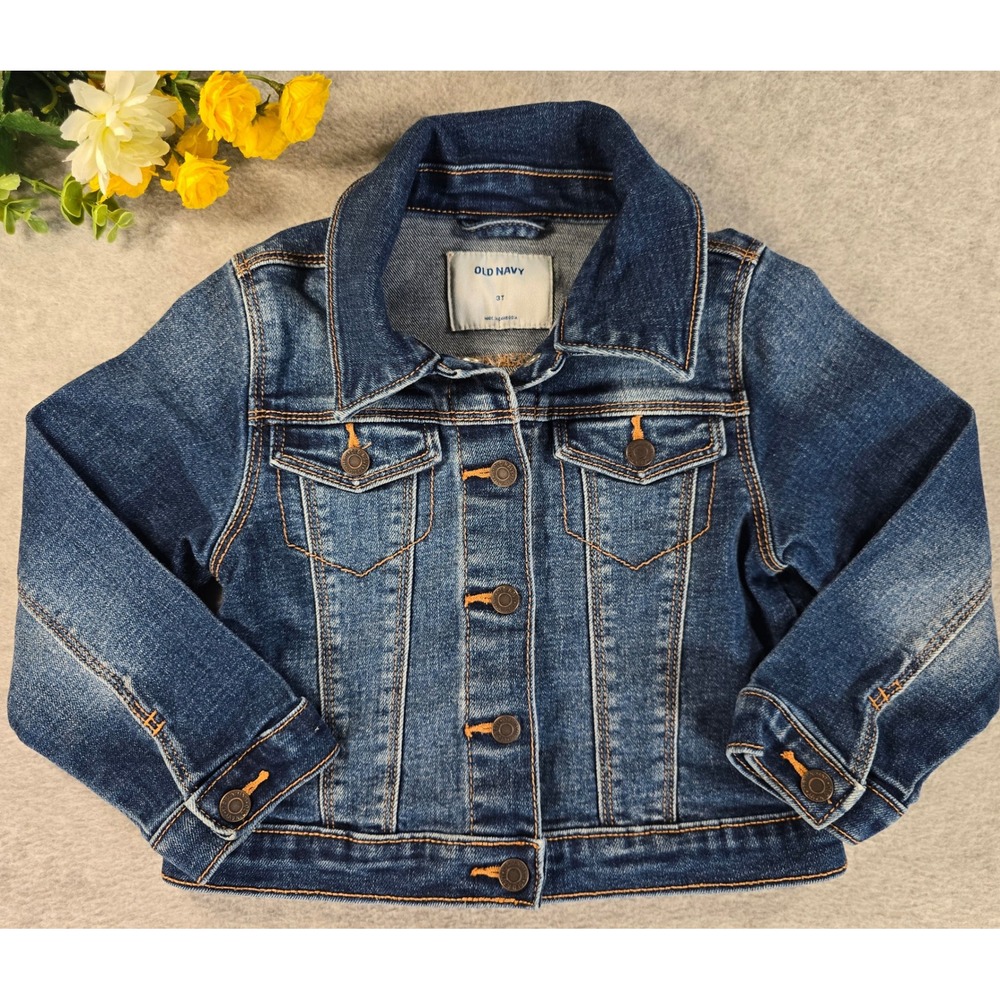 Old Navy Denim Jacket Toddler 3T Blue Classic Trucker Stretch Casual Layering
